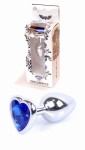 METALOWY KOREK ANALNY SILVER HEART DARK BLUE