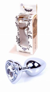 METALOWY KOREK ANALNY SILVER HEART CLEAR