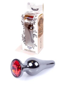 METALOWY KOREK ANALNY DARK SILVER -  RED