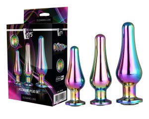 ZESTAW 3 ALUMINIOWYCH KORKÓW ANALNYCH GLEAMING LOVE PLEASURE