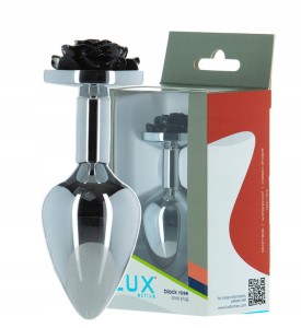 METALOWY KOREK ANALNY LUX ACTIVE BLACK ROSE
