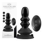 RIBBLY SZKLANY KOREK ANALNY 10 WIBRACJI Z PRZYSSAWKĄ