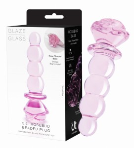 SZKLANY KOREK ANALNY GLAZE GLASS ROSEBUD BEADED PLUG 5,5"