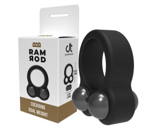 PIERŚCIEŃ EREKCYJNY NA PENISA Z DWOMA CIĘŻARKAMI RAMROD