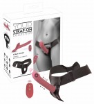 WIBRUJĄCY ZESTAW STRAP-ON Z 2 SILNIKAMI STEROWANY PILOTEM USB