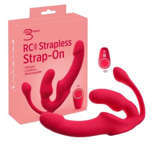 Potrójny Wibrator Dla Par Strap-On Bez Uprzęży z Korkiem i Pilotem 3in1.jpg