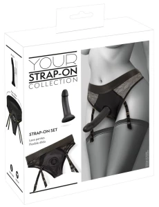 Koronkowe Majtki Strap-On z Dildem i Pas do Pończoch