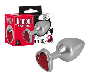 ALUMINIOWY KOREK ANALNY Z BŁYSZCZĄCYM SERCEM 85G 