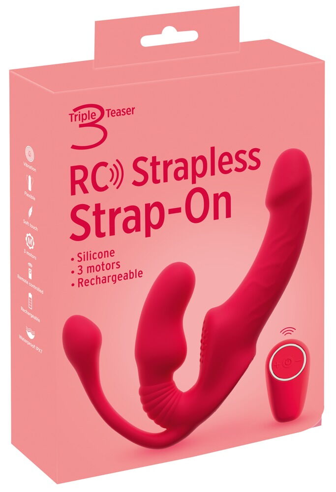 Potrójny Wibrator Dla Par Strap-On Bez Uprzęży z Korkiem i Pilotem 3in1