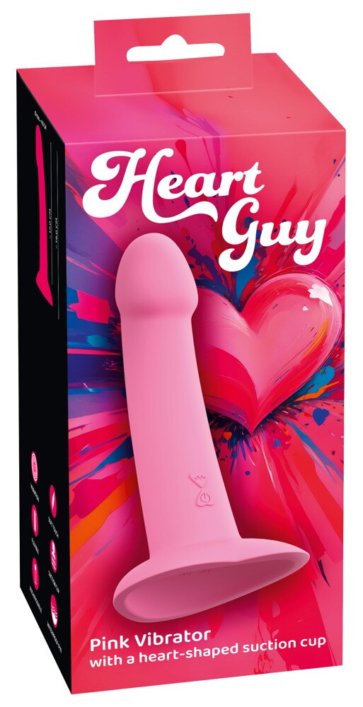wibrujące różowe dildo z przyssawką Heart Guy