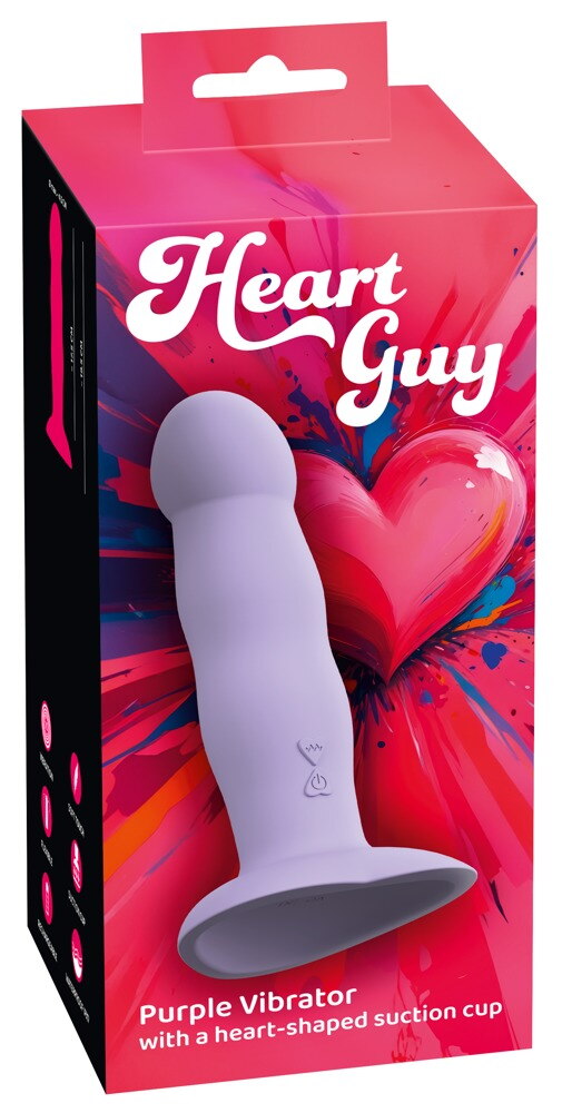 wibrujące dildo wibrator z przyssawką Heart Guy Purple