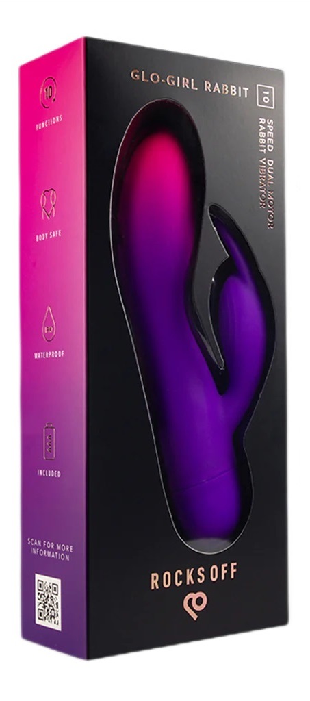 ROCKS-OFF GLO-GIRL WIBRUJĄCY KRÓLIK Z PODWÓJNYM SILNIKIEM