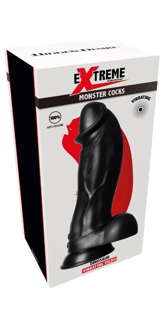 Dinosaur Monster Dildo Black z efektem Boost
