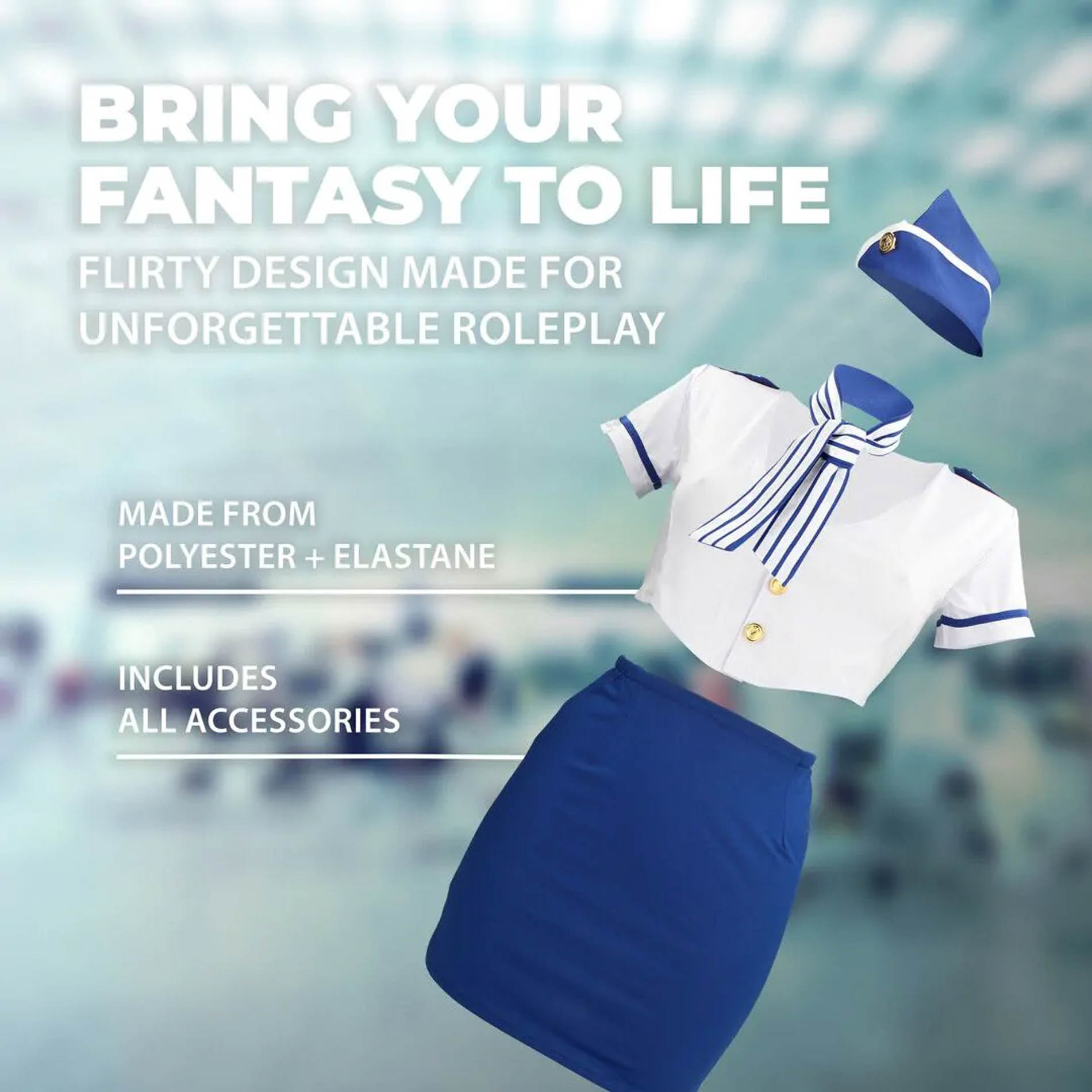 Kostium Stewardessy S/M Blue/White | Stewardess Costume