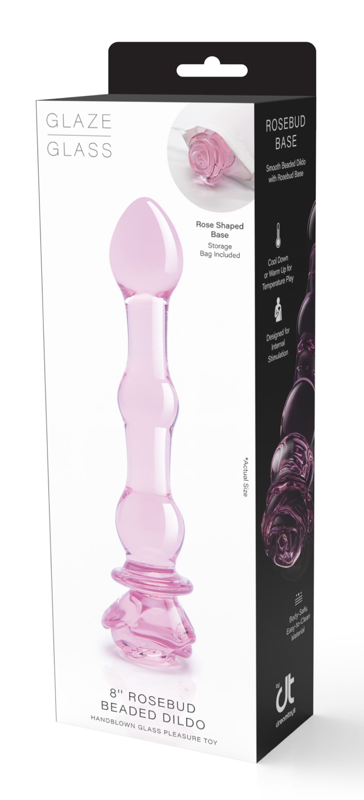 szklany korek analny Rosebud 8 cali