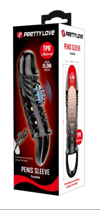 PRZEDŁUŻAJĄCA I WIBRUJĄCA NAKŁADKA NA PENISA CECELIA Z PĘTLĄ MOCUJĄCĄ 
